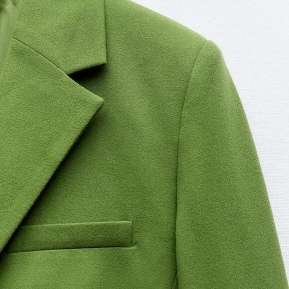 NWT Green Blazer FELT TEXTURE MULTI-POCKET BLAZER Size XS Color Lawn - Picture 3 of 12